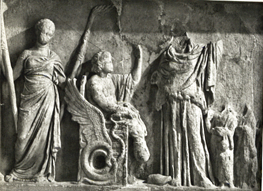 Demeter and Persephone, with Eumolpus: a relief