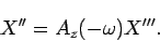 \begin{displaymath}
X''=A_z(-\omega)X'''.
\end{displaymath}
