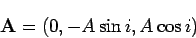 \begin{displaymath}
{\bf A}= (0, -A \sin i, A \cos i)
\end{displaymath}