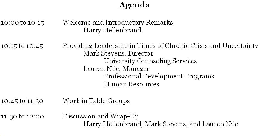 Agenda for the presentation