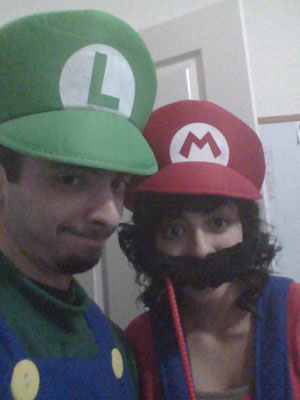 me n sis on holloween being mario and luigi
