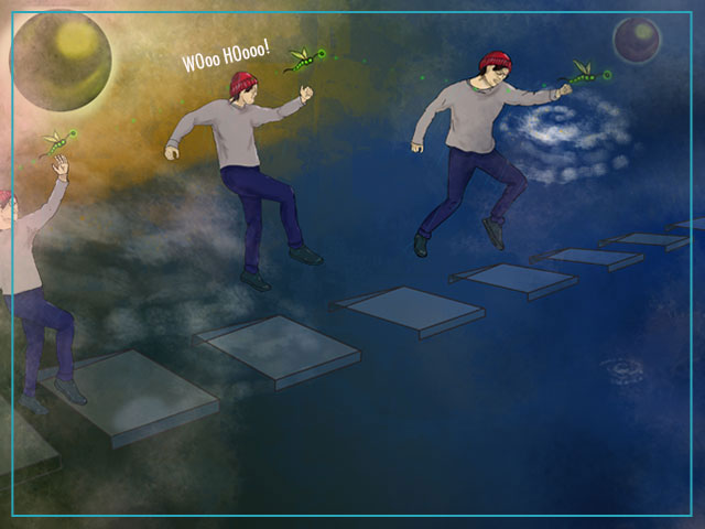 jumping in space