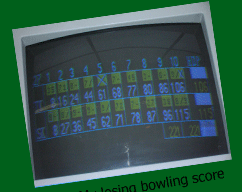 A picture of my losing bowling score when I went bowling with my girlfriend. Score is 115 to 106.