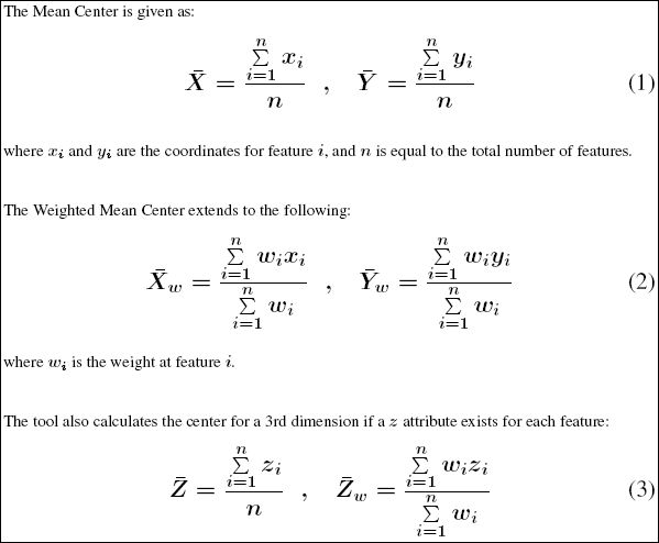 Mean Center Formulas