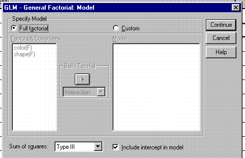 Select Full Factorial Model