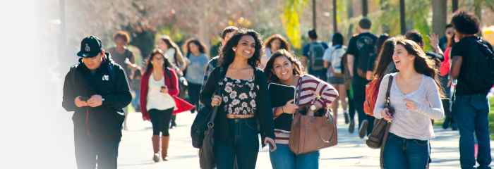 students walking on campus