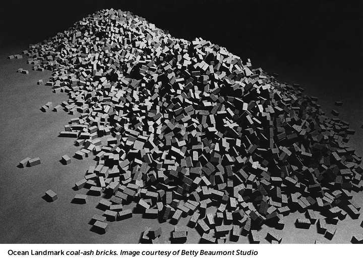 Ocean Landmark coal-ash bricks. Image courtesy of Betty Beaumont Studio