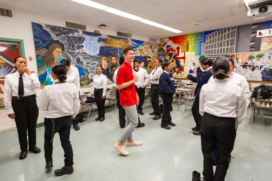 Cadets doing a group activity in classroom