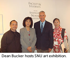 Dean Bucker, curator Dr. Meiqin Wang, Associate vice president Dr. Marc Johnson, artist Weng Fen, and China Institute director Dr. Justine Su 