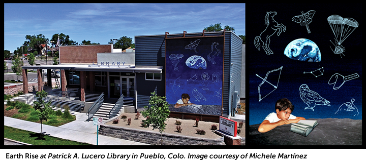 Earth Rise at Patrick A. Lucero Library in Pueblo, Colo. Image courtesy of Michele Martínez