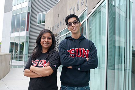 Seniors Jaspreet Ghotra (left) and John Pak made university history this year as elected members of CSUN’s student government, Associated Students. Photo by Lee Choo.