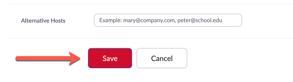 red arrow pointing at Save button