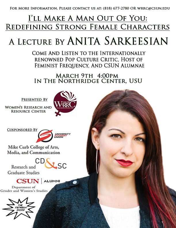 Flyer announcing Anita Sarkeesian lecture