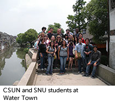 Group photo of CSUN and SNU students at Water Town