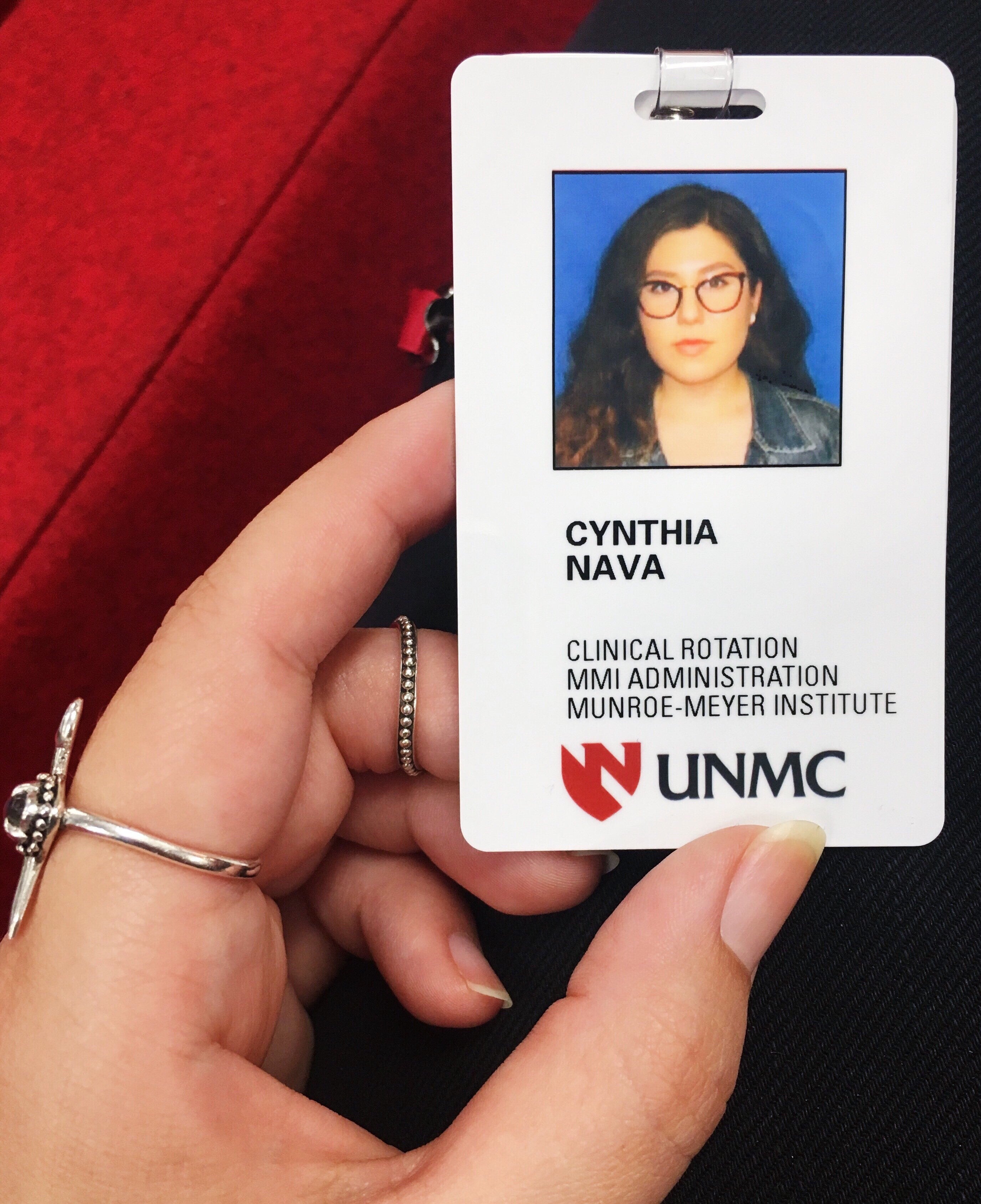ID badge for Cynthia at UNMC