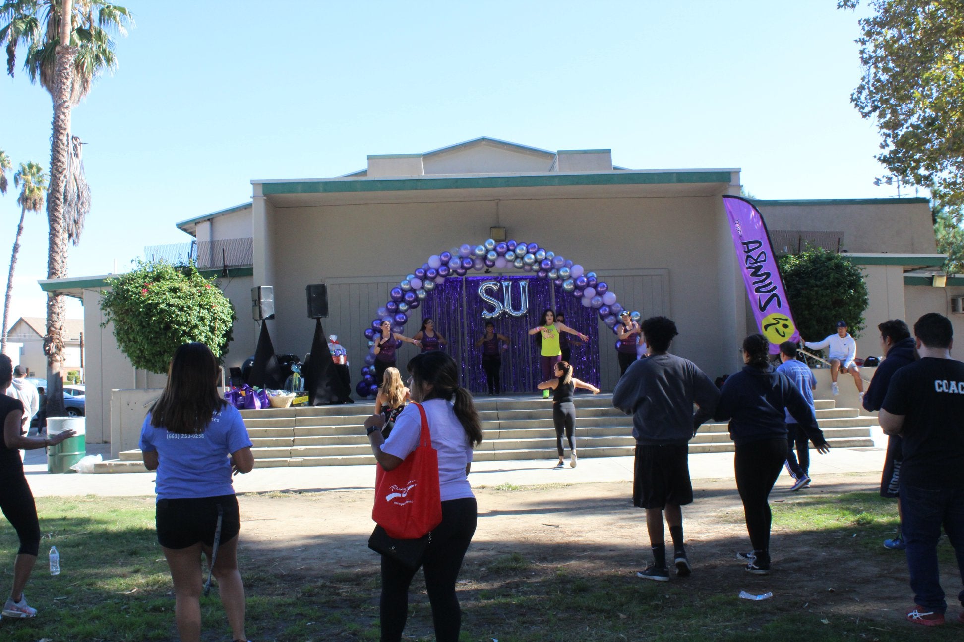 People participating in a Zumba sessions during the 2019 DVAM event