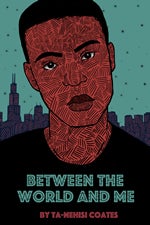 This design by CSUN student Eduardo Chavez features a young black man gazing out at the viewer against the Chicago skyline.