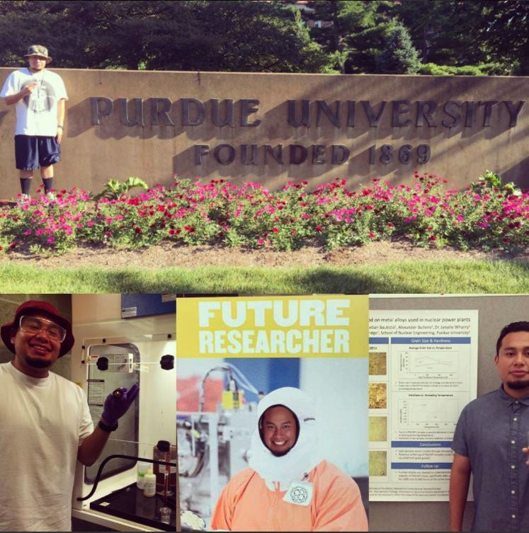 Photo collage of Esteban's time at Purdue University