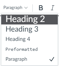 Header Options- showing headers 2-4 and paragraph
