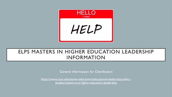 Masters in Higher Education Information