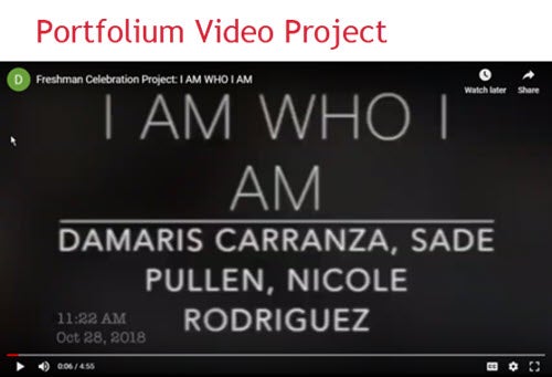 "I Am Who I Am": Portfolium video project: opening screen