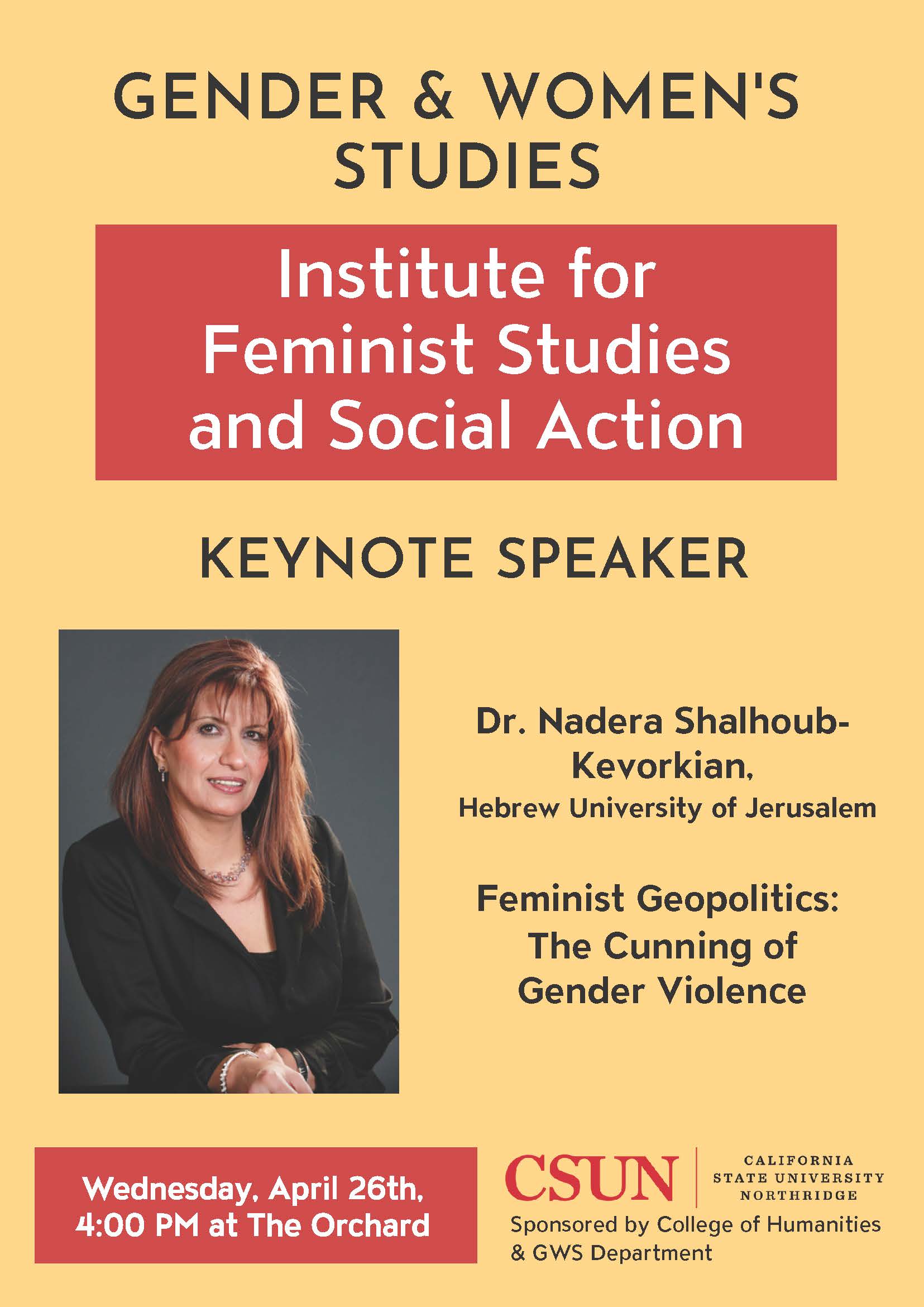 IFSSA Launch Keynote Speaker Dr Nadera Shalhoub-Kevorkian