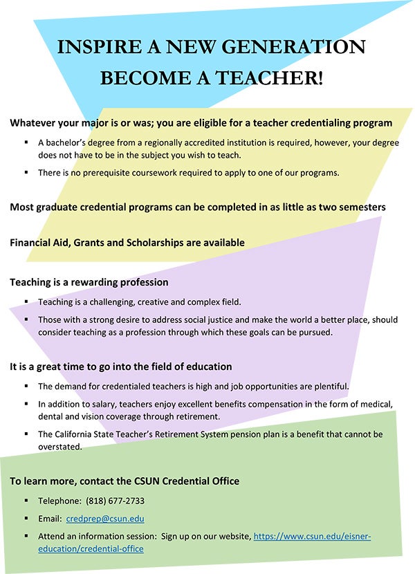 Inspire a New Generation of Teachers handout