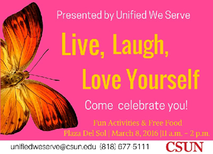 Live, laugh, love yourself with Unified We Serve on March 8 at the USU.