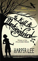 Cover of "To Kill a Mockingbird" : Scout, a mockingbird, and a tree in silhouette against a full moon.