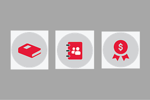 Mobile app icons for Academics, Personal Information and My Financial Aid. 