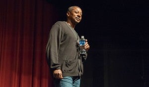 Hollywood legend Robert Townsend talking about the power of film during at lecture at CSUN last year. Photo by Victor Kamont.