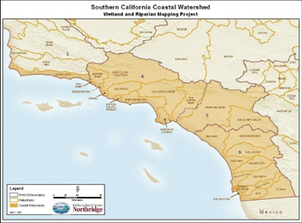 map of Southern California Wetlands Mapping Project Study Area 