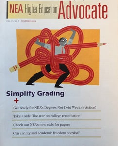 Simplify Grading: cover of the November 2014 NEA Higher Education Advocate