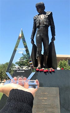  Statue of Matador and an award plaque