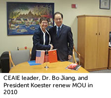 CEAIE leader, Dr. Bo Jiang, and President Koester