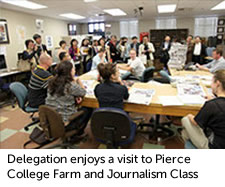 Delegation enjoys a visit to Pierce College Farm and Journalism Class