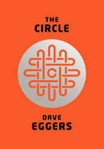 Cover of the THE CIRCLE shows a maze-like design inside a silver circle against a red background.