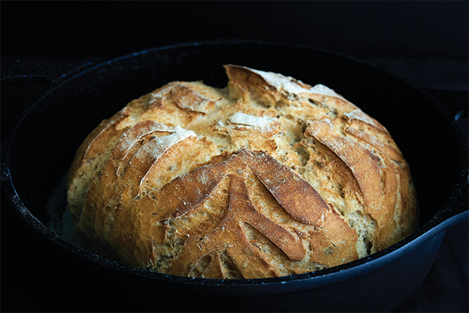 sourdough bread on a skillet