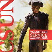 volunteer service awards booklet cover shows csun matador statue