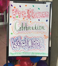 Freshman Celebration 2018 Welcome sign by Jenna Ghrawi