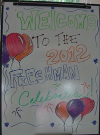 welcome sign for the 2012 freshman celebration