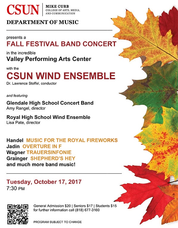 Flyer announcing 10.17.2017 wind ensemble concert