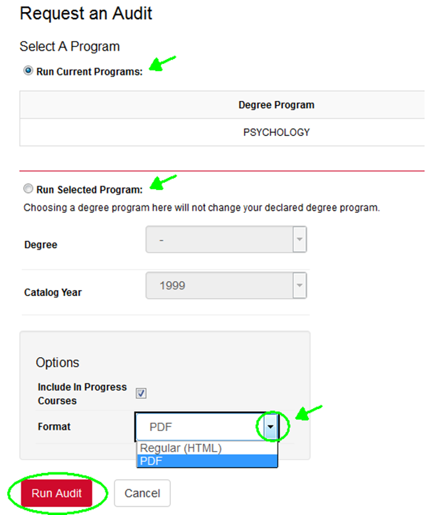 The Select a Program page displays and printer options.