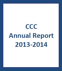Box with blue border containing words "CCC Annual Report 2013-2014"