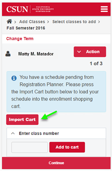 Import scheduled classes from the Registration Planner.