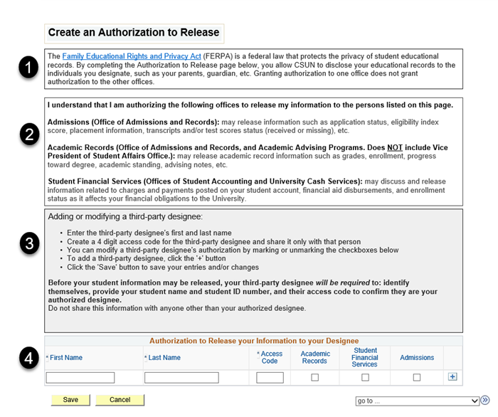 Overview of Create an Authorization to Release Your Information page