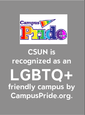 Tile stating that CSUN is recognized as an LGBTQ+ friendly campus by CampusPride.org.