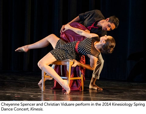Cheyenne Spencer and dance partner Christian Viduare perform in the 2014 Spring Kinesiology dance concert, "Kinesis.".