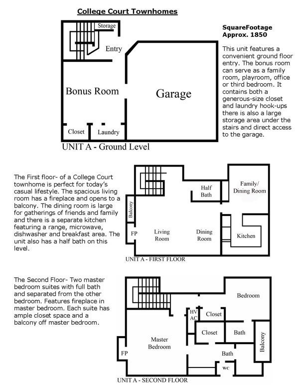 College Court Townhomes Floor Plans California State