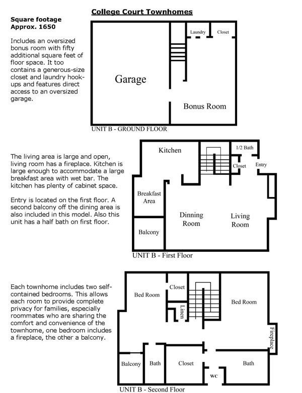College Court Townhomes Floor Plans California State